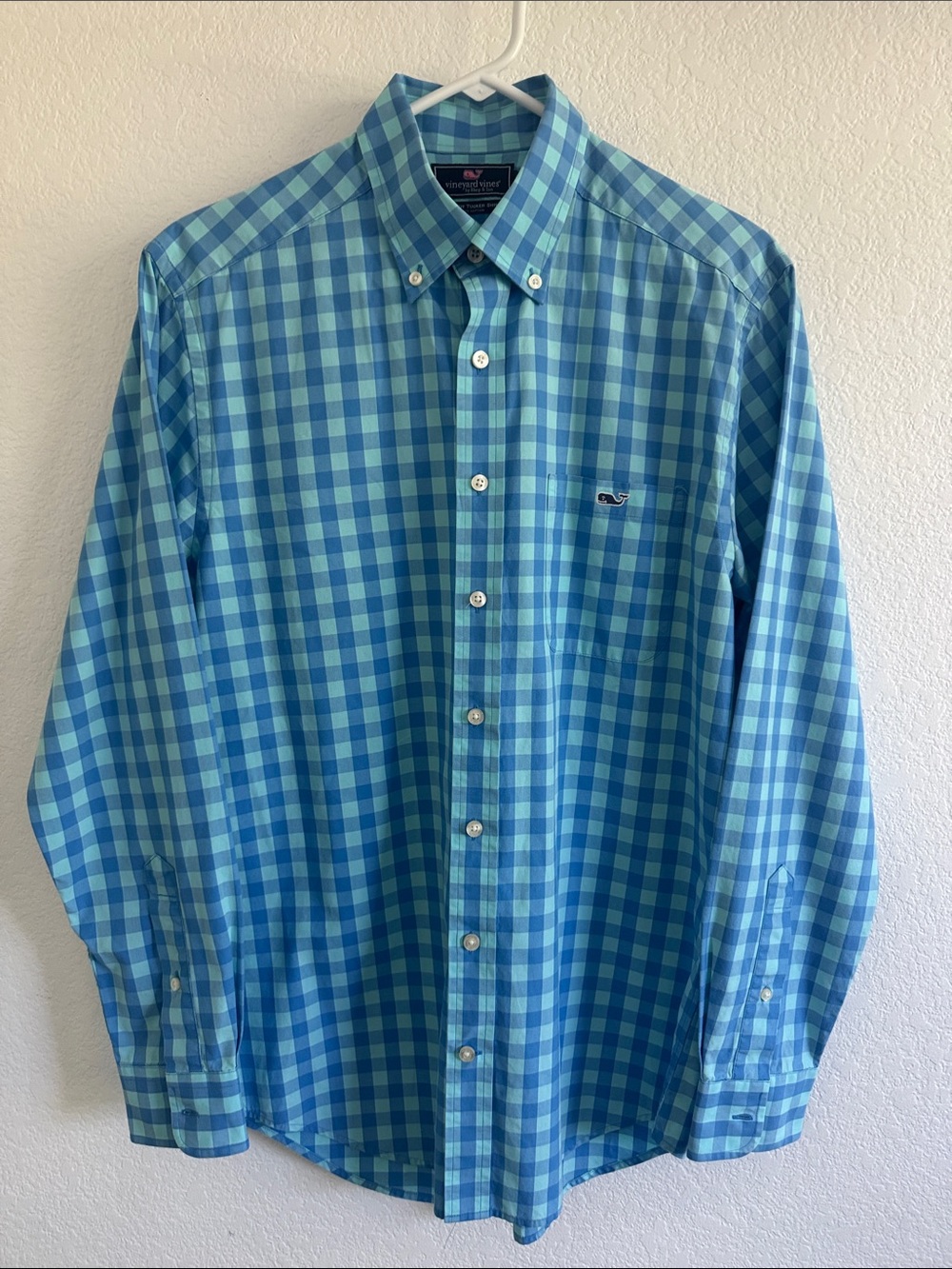Vineyard Vines Slim Fit Tucker Shirt Mens Button Down Size Medium Blue Gingham